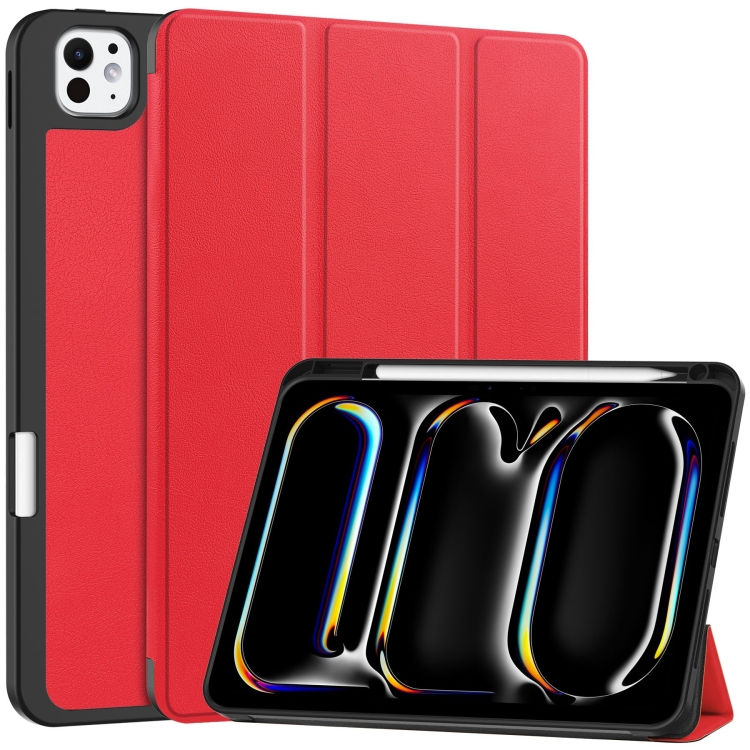 Thumbnail: Custer TPU Pure Color 3-Fold Holder Smart Leather Tablet Case with Pen Tray