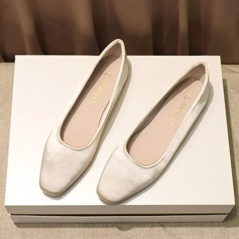 Shoes for Women Low Heel Elegant Office Slip-OnSquare Toe Woman Flats 2025 Summe