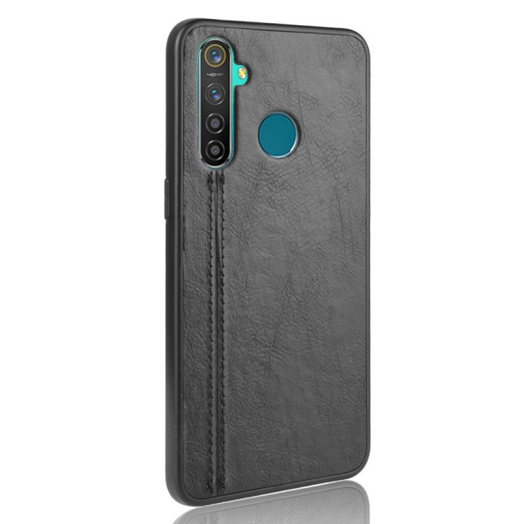 Thumbnail: For Oppo Realme 5 Shockproof Sewing Cow Pattern Skin PC + PU + TPU Case