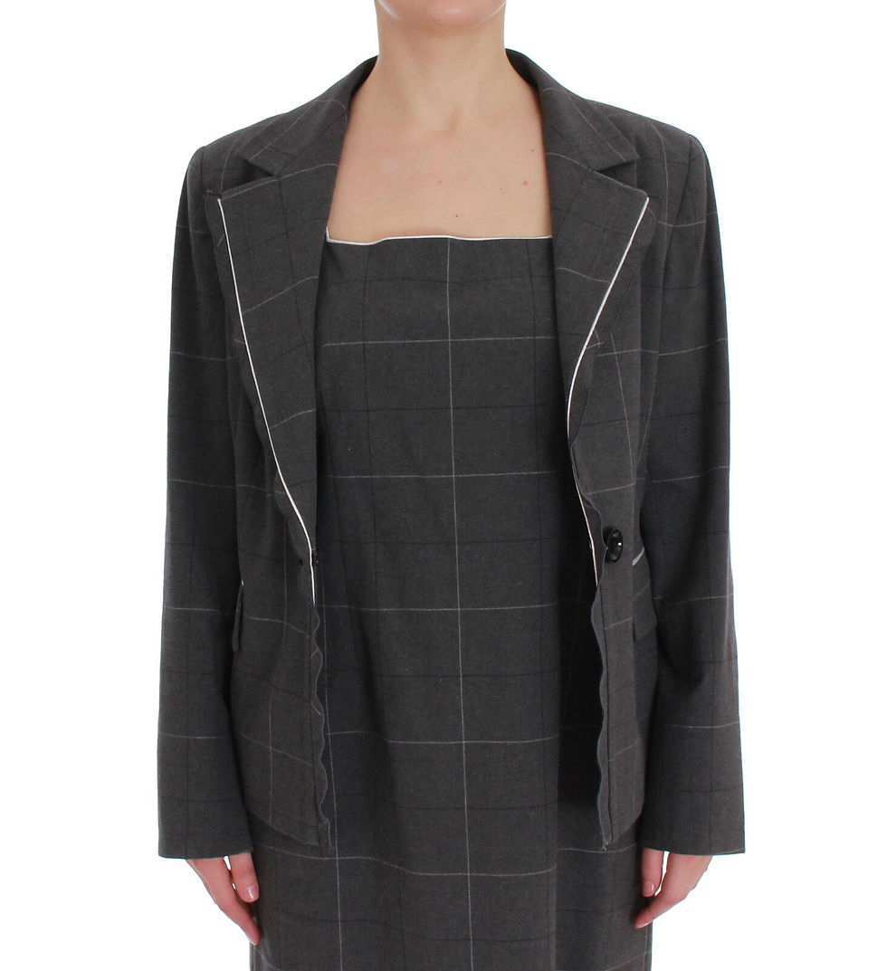 Thumbnail: Elegant Checkered Cotton-Blend Suit Set