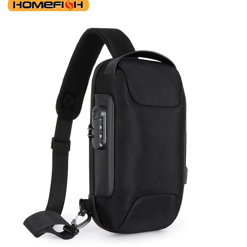 Homefish Usb Crossbody Bag Anti-Theft Shoulder Bags Waterproof Oxford Waist Bag