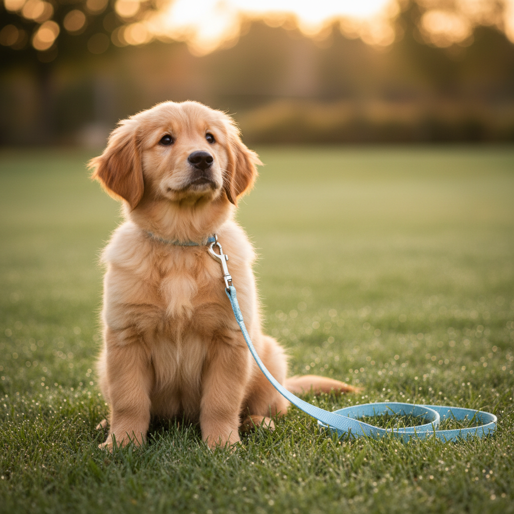 A photorealistic high quality photograph captures a moment of pure puppy charm A small fluffy golden