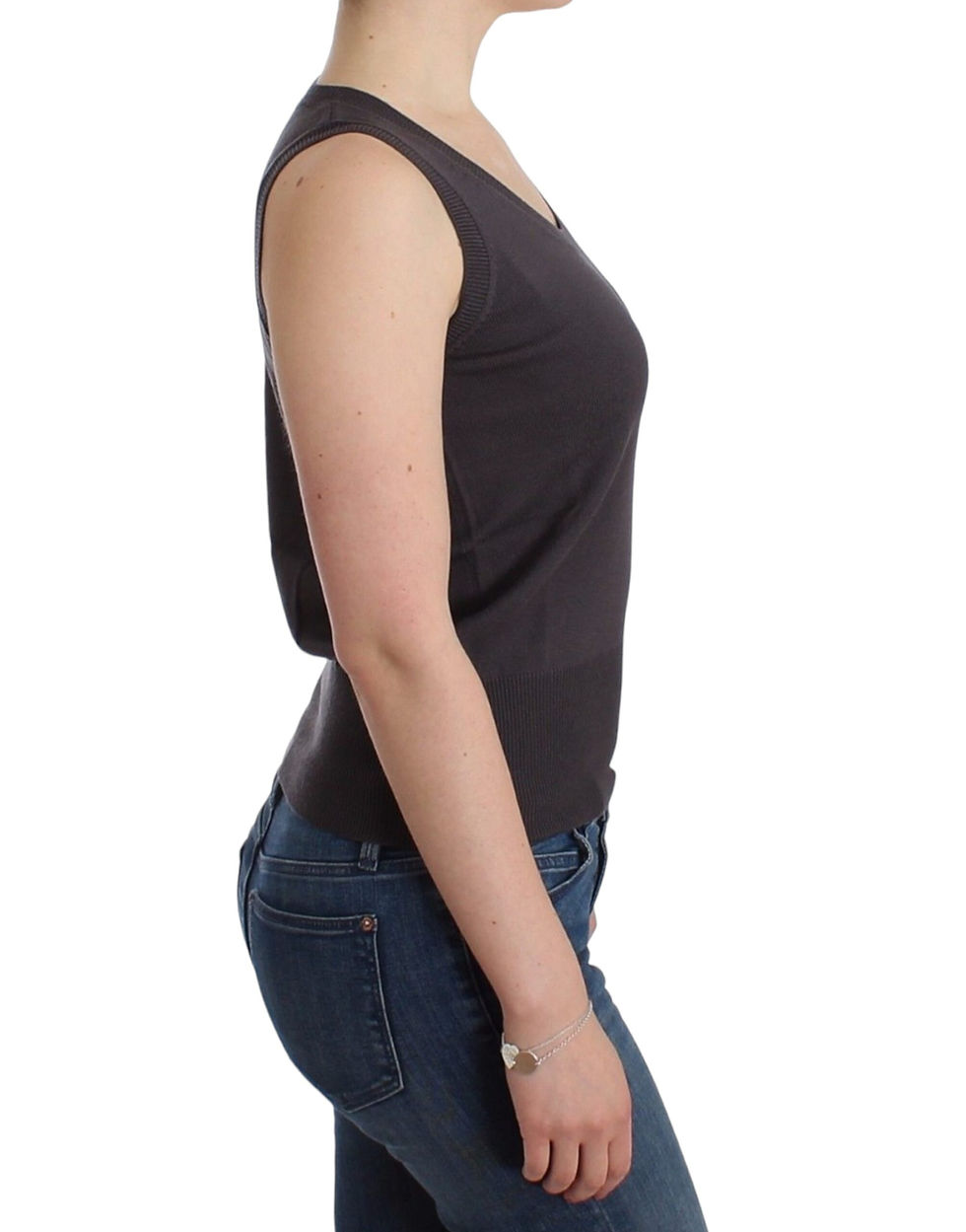 Thumbnail: Elegant Sleeveless Brown Knit Top