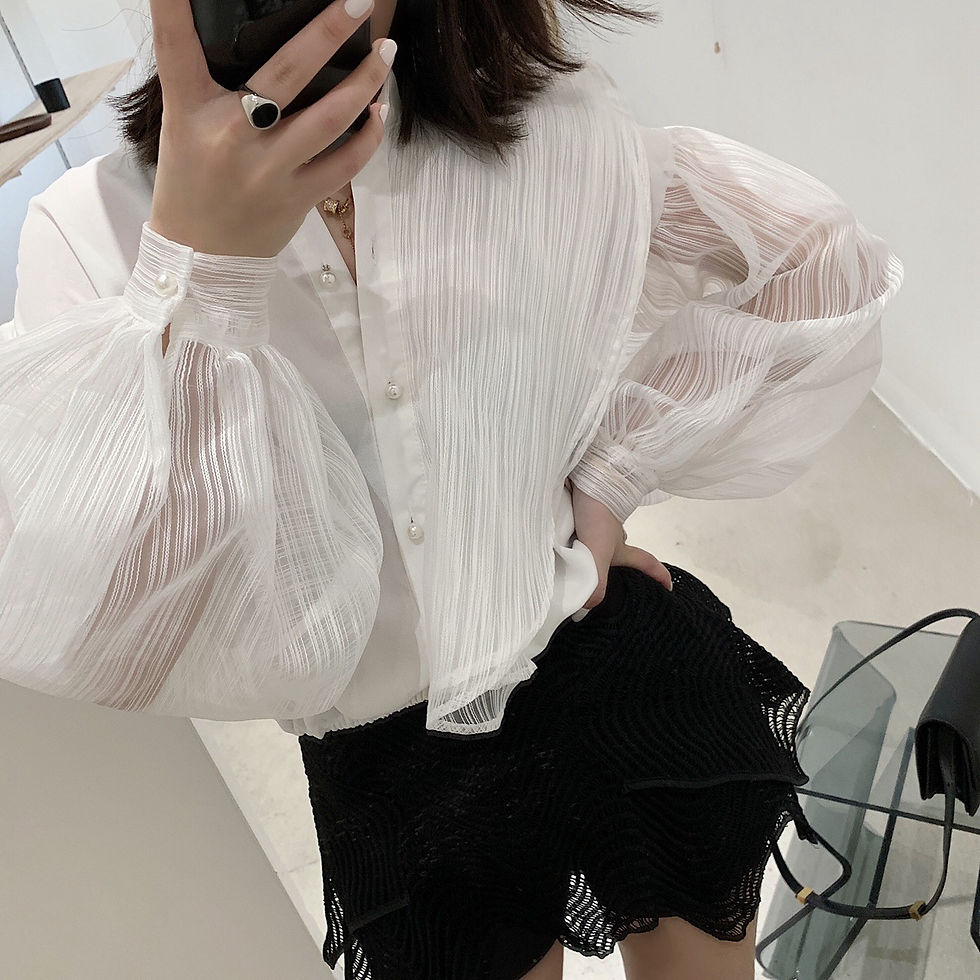 Thumbnail: Lace Hollow Mesh Fairy Blouse for Women