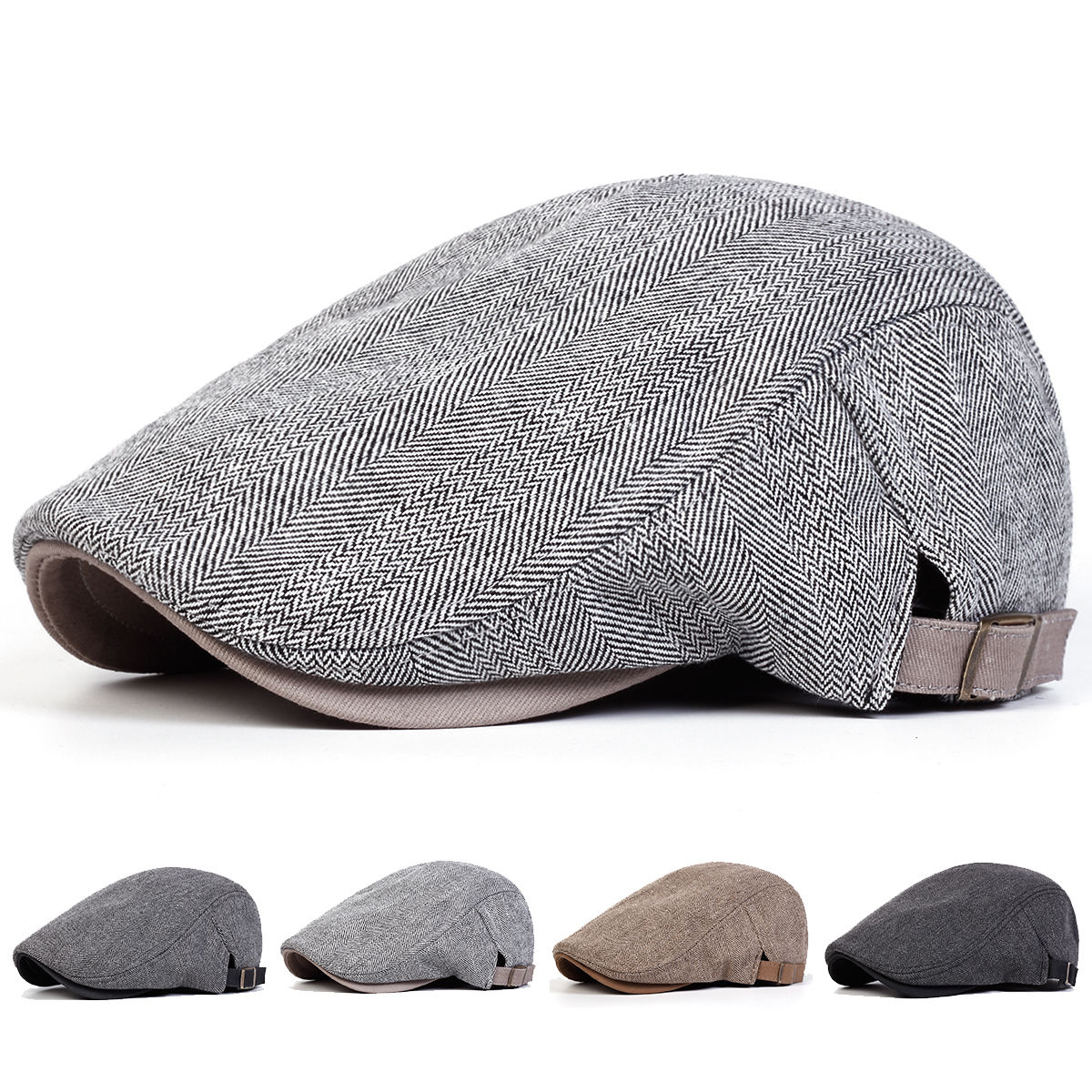 Men Retro Herringbone Grid Newsboy Caps British Painters Hats Spring And Autumn