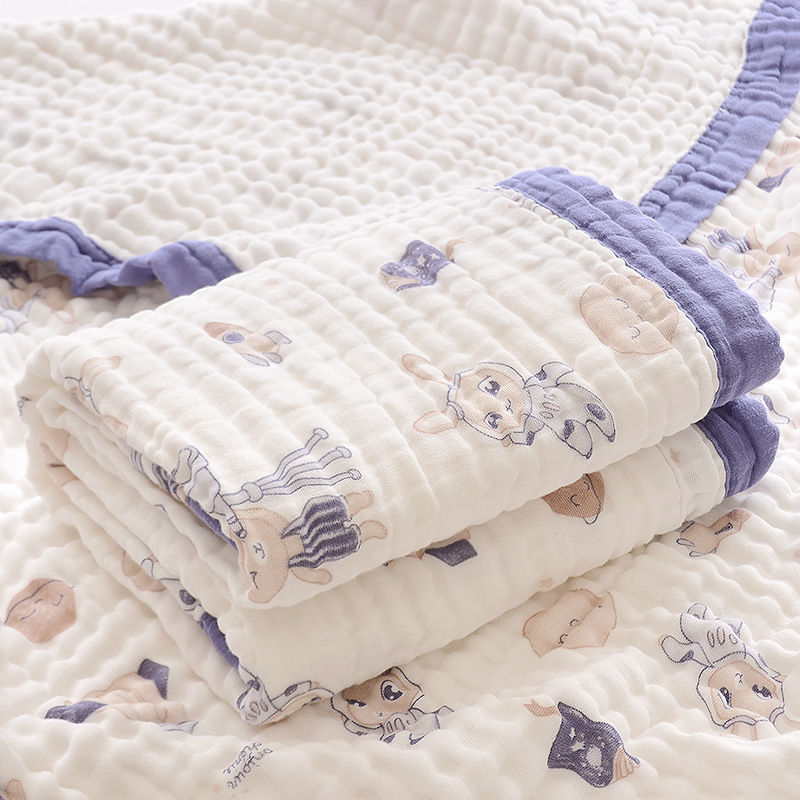 Thumbnail: Fluffy Muslin Cotton Baby Blankets with Kids Print