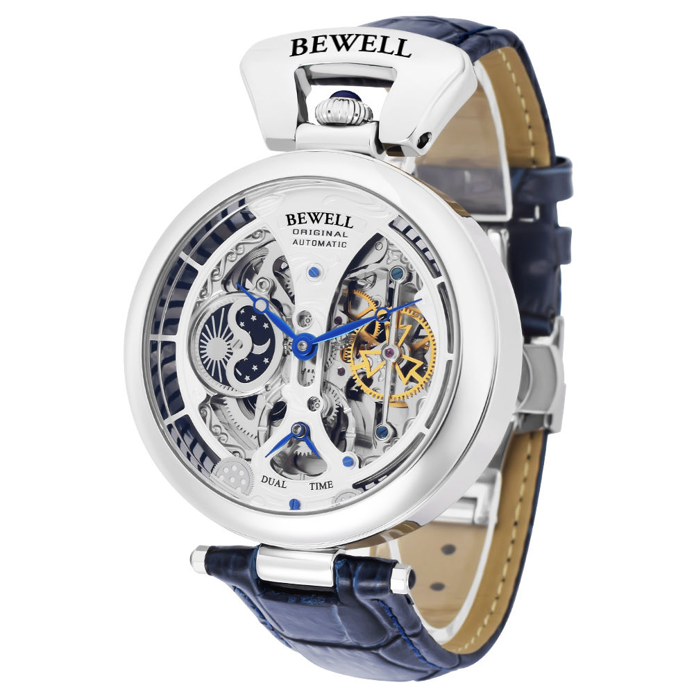 High-End Waterproof Automatic Mechanical Watch With Leather Strap And St