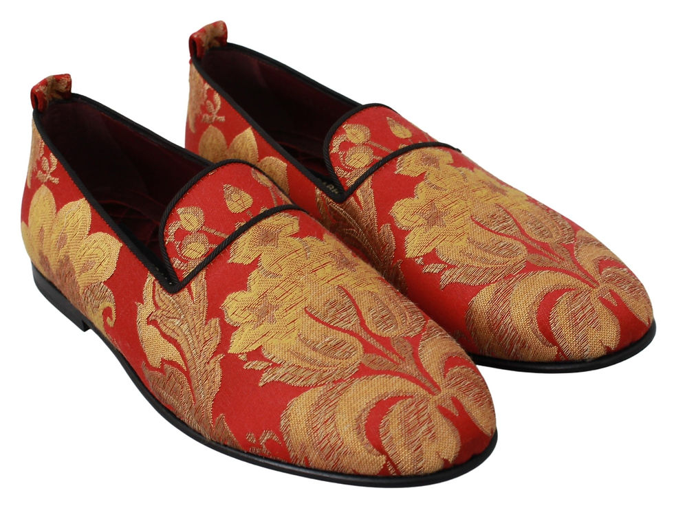 Thumbnail: Rose Gold Brocade Loafers Slide Flats