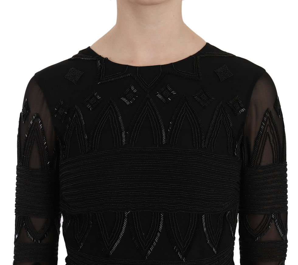 Thumbnail: Elegant Black Silk Mini Dress with Sequins