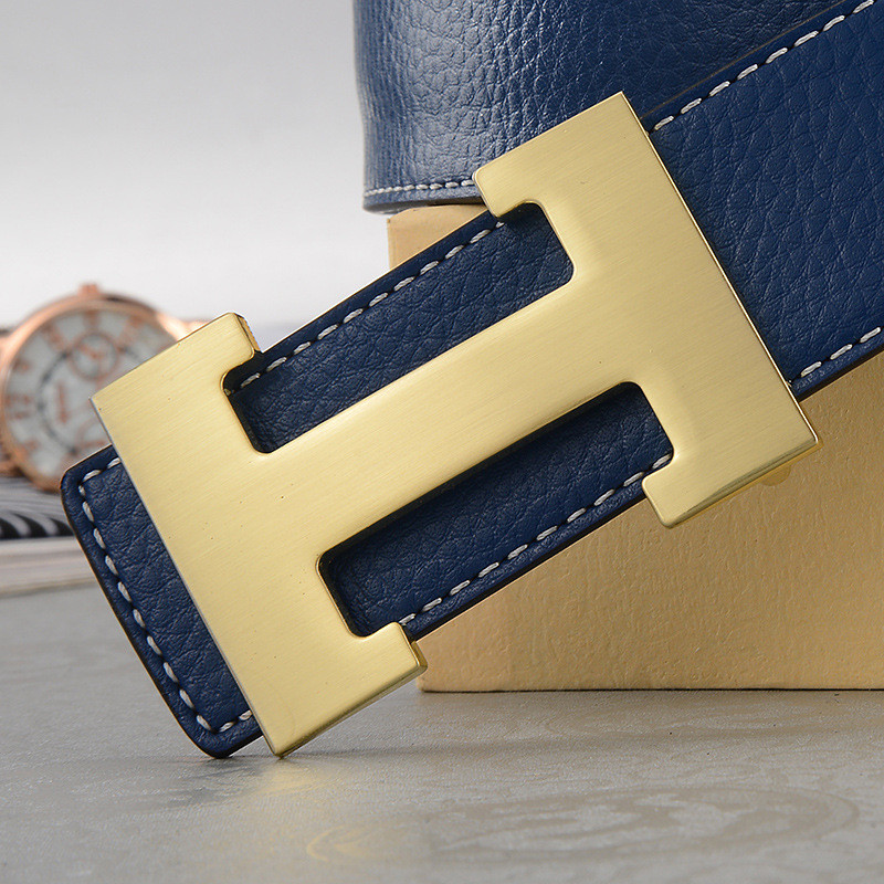 Men'S Belt With Lychee Pattern And Smooth Buckle HFashionable, Casual, Trendy, A view 4