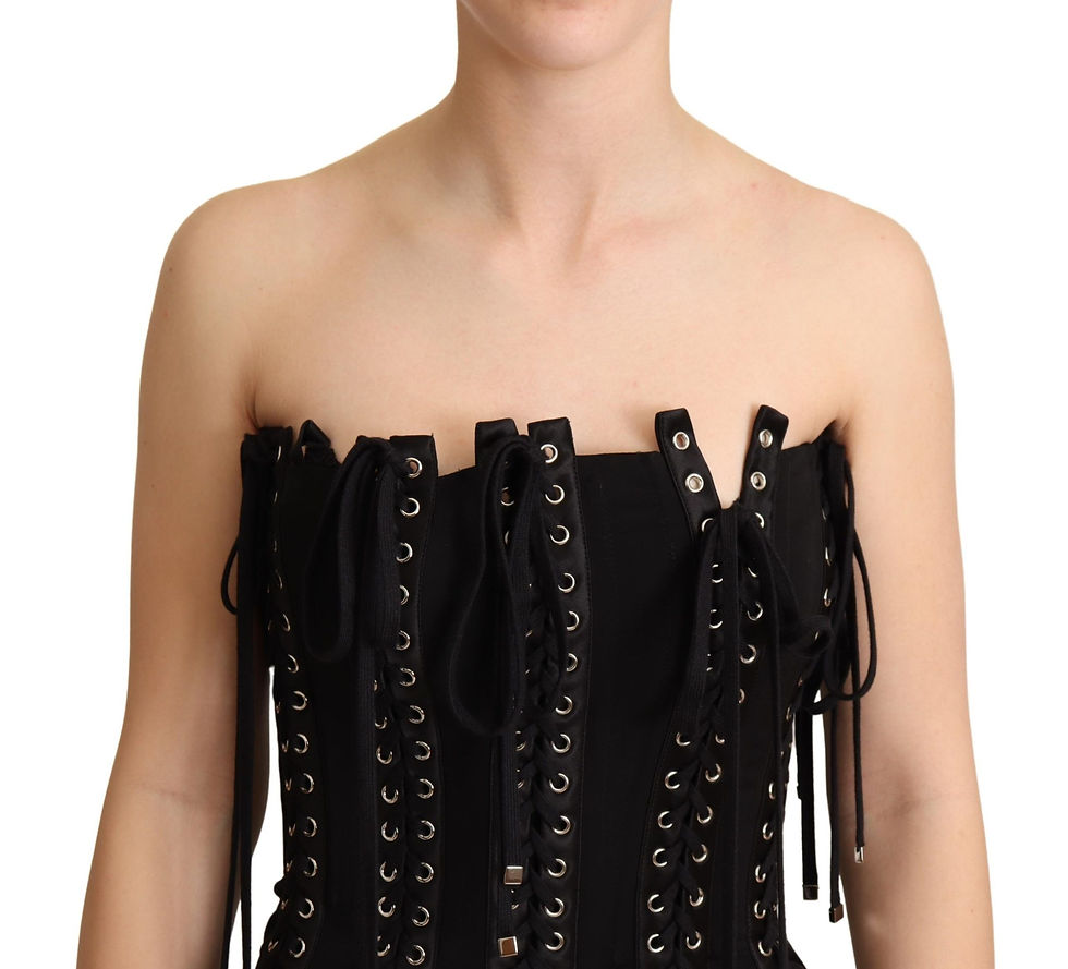 Thumbnail: Elegant Sleeveless Lace-Up Midi Dress