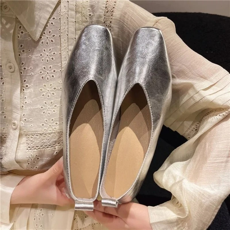 Square-Toed Shallow-Mouth Single Shoes Autumn New Soft-Soled Soft-Faced Anti-Sli
