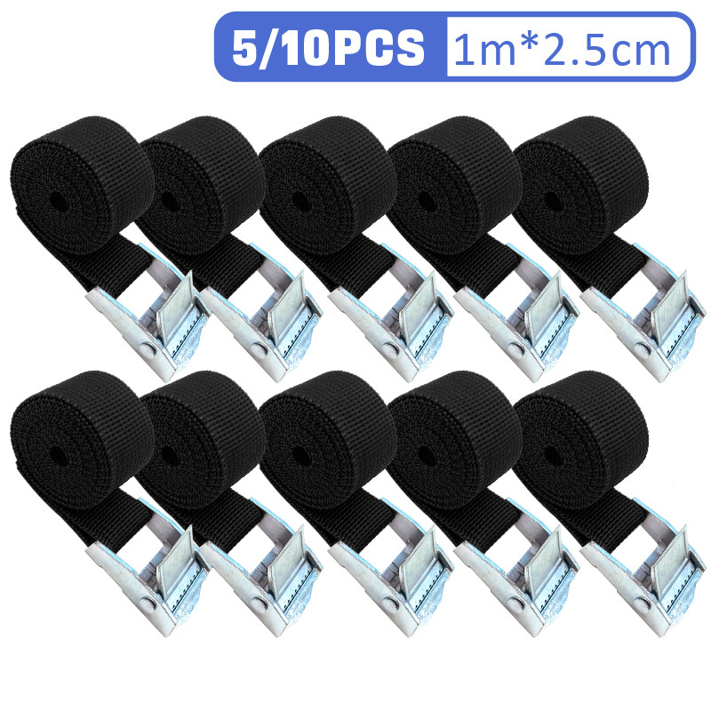 5/10 Pcs 1M Buckle Tie-Down Belt Cargo Straps For Car Motorcycle Bike With Metal