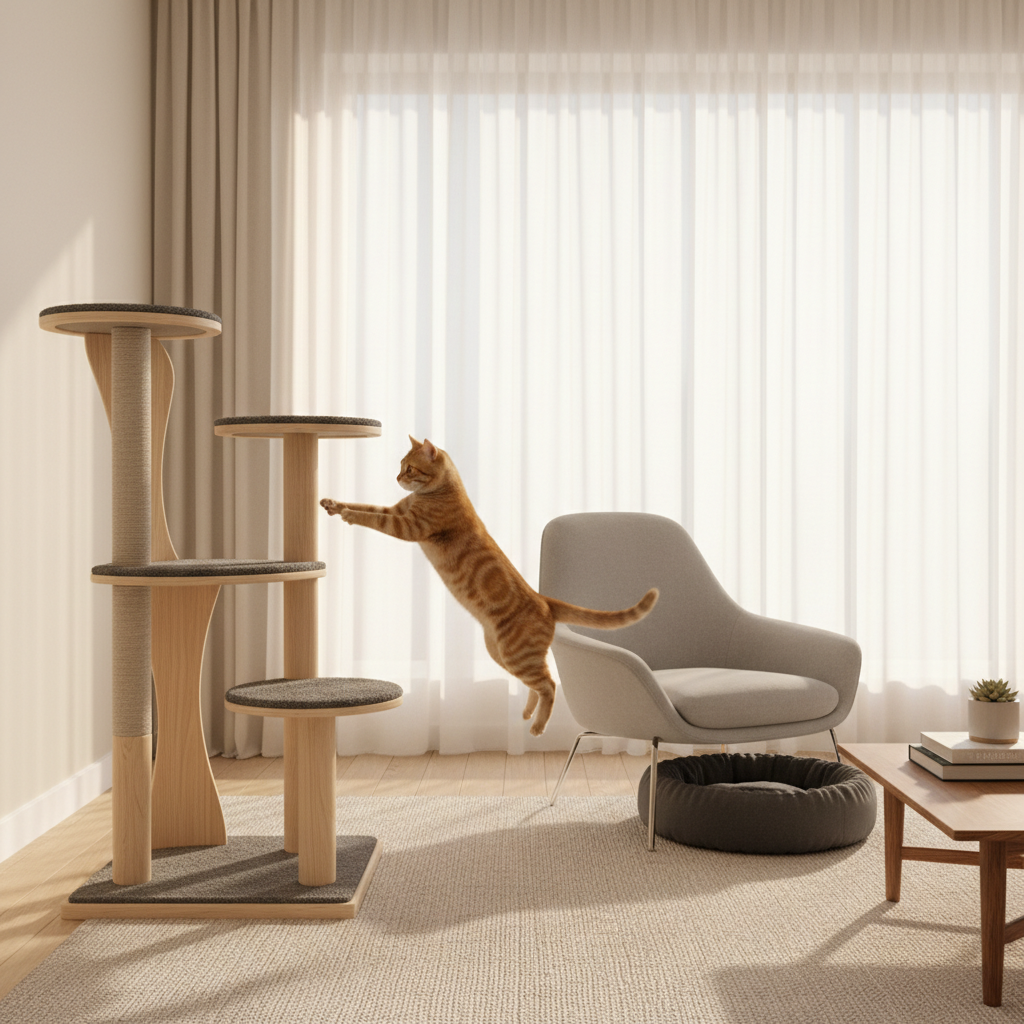 A sun drenched living room bathed in the warm glow of late afternoon light filtering through sheer c