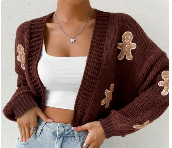 Gingerbread Pattern Cardigan for Women (Single Piece)