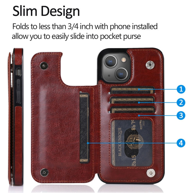 Thumbnail: Double Buckle Shockproof PU Protective Case with Card Slots & Holder