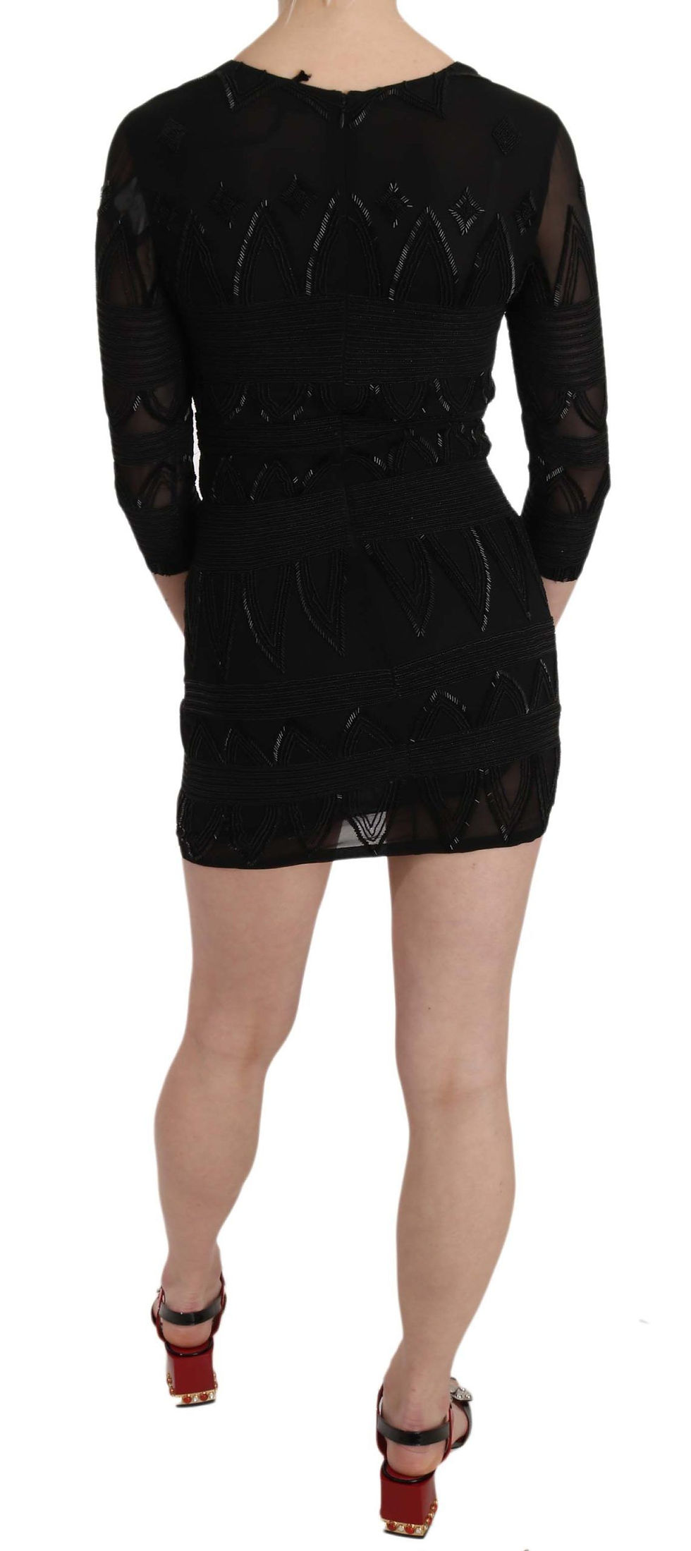 Thumbnail: Elegant Black Silk Mini Dress with Sequins