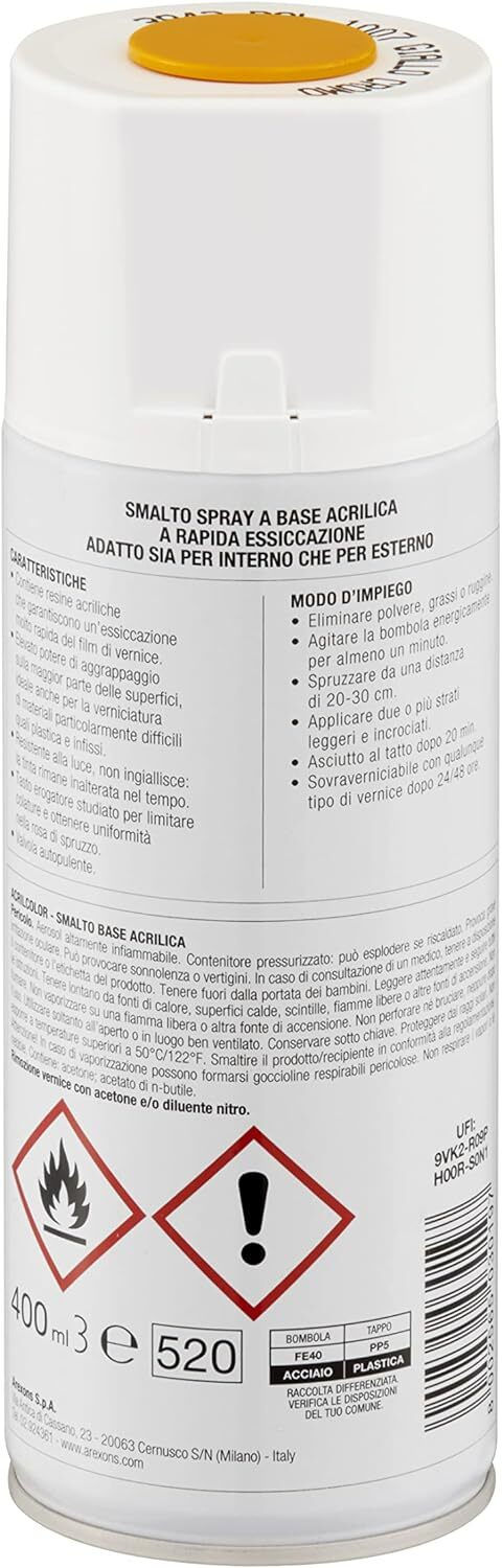 Thumbnail: BOMBOLETTA SPRAY SMALTO ACRILICO ACRILCOLOR 3943 GIALLO CROMO RAL 1007 AREXONS