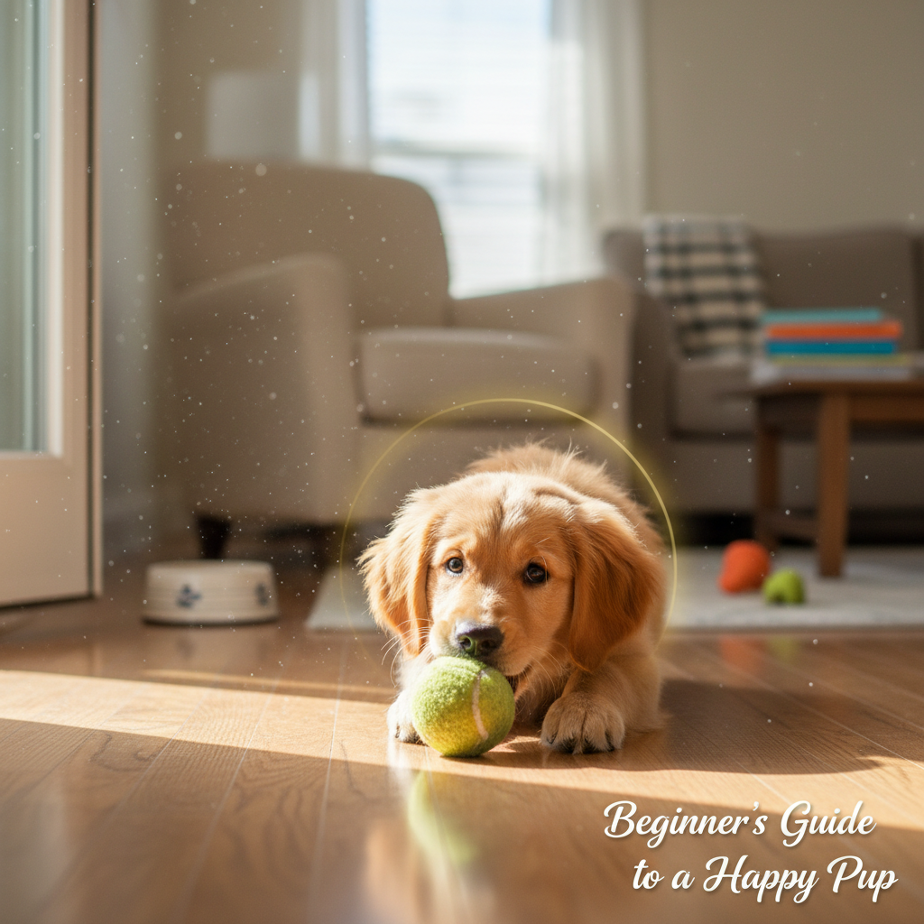 A heartwarming photorealistic wide landscape photograph captures the essence of joyful dog companion