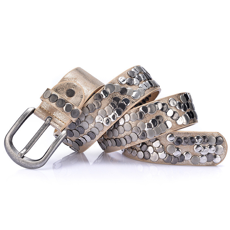 Women Belt Punk Pin Buckle Vintage Rivets Lady'S Leather