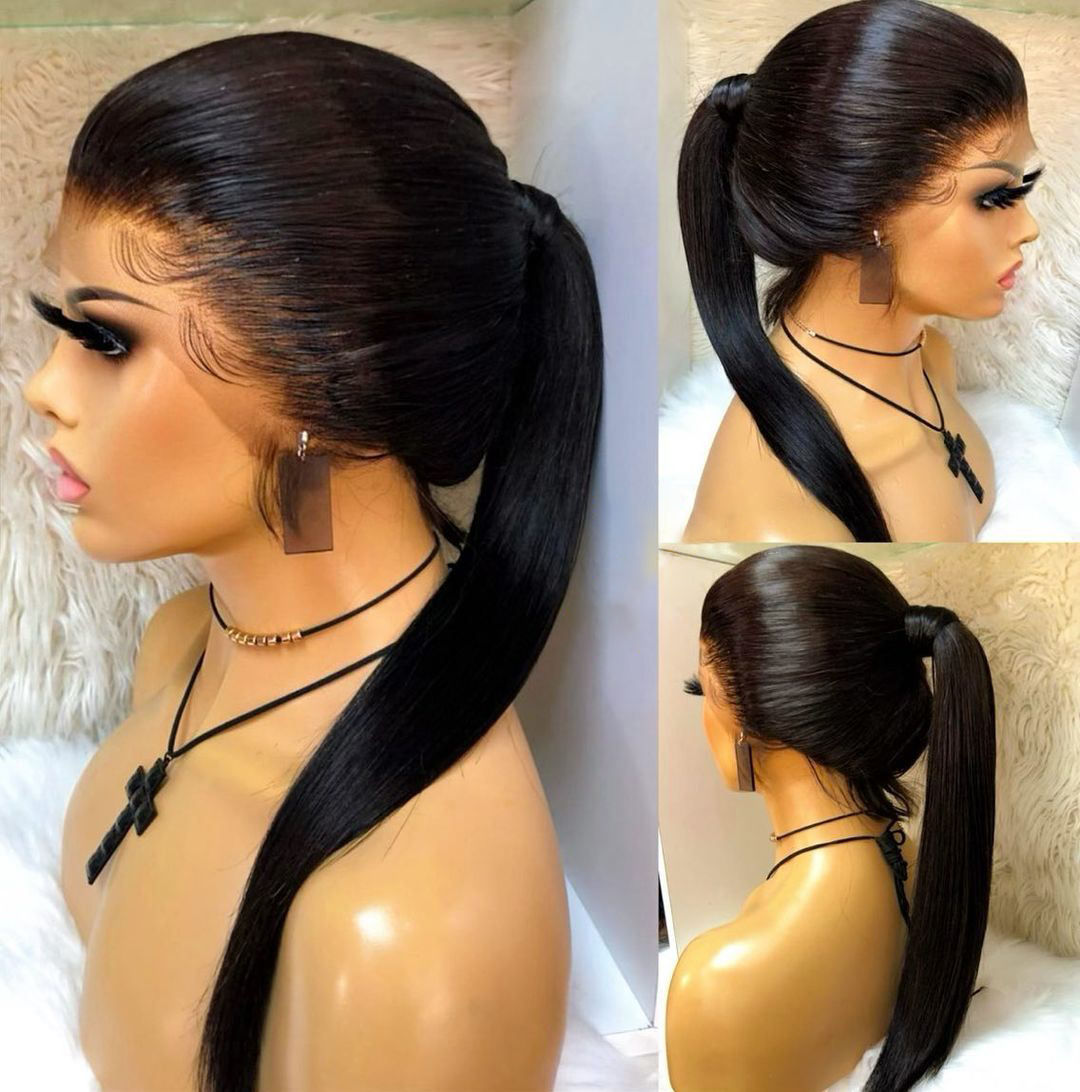 Wholesale Bone Straight Human Hair Lace Front Wigs For Black Women Hd