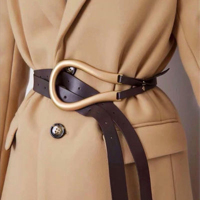 NEW Leather Double Belts Metal U Buckle Belt Women Girls Retro Vi