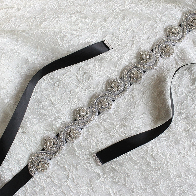 Elegant Wedding Belts For Women Accessories Bride Ribbon Rhinestone Dresses Belt