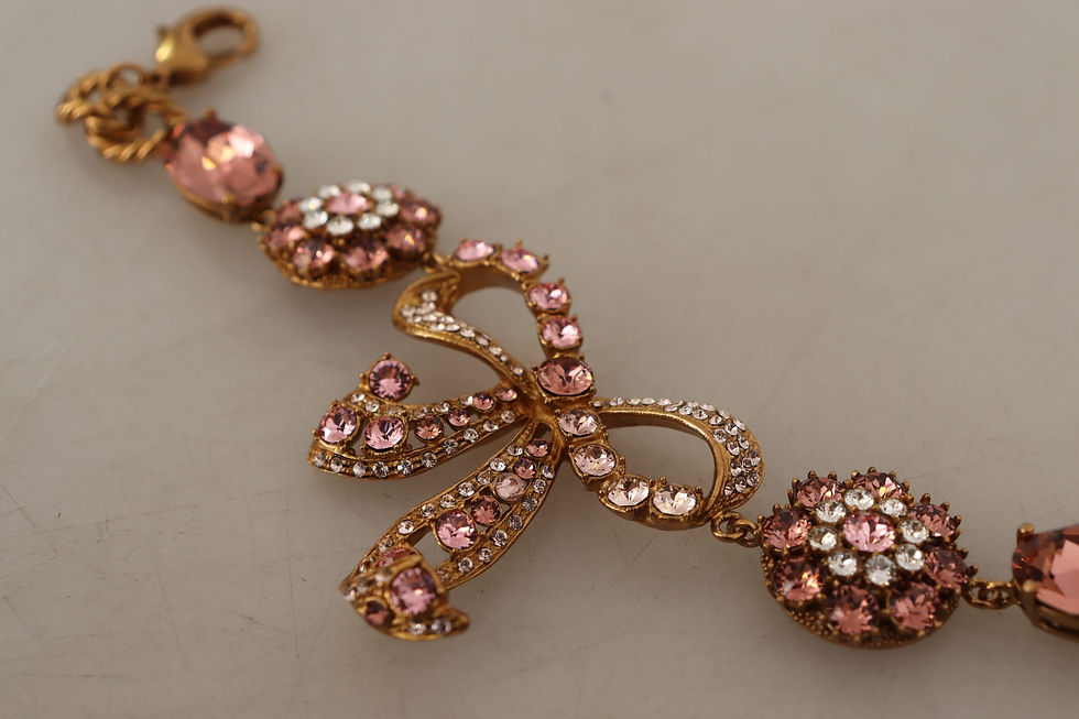 Thumbnail: Elegant Crystal Charm Gold Bracelet