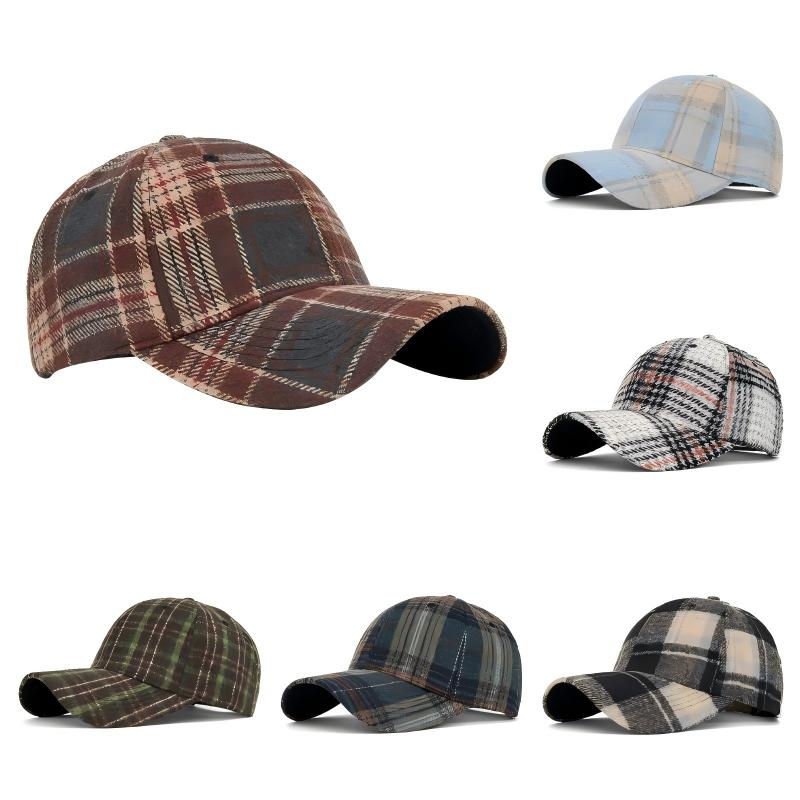 Hats for Men And Women New Classic Plaid Baseball Cap Autumn Winter Hard