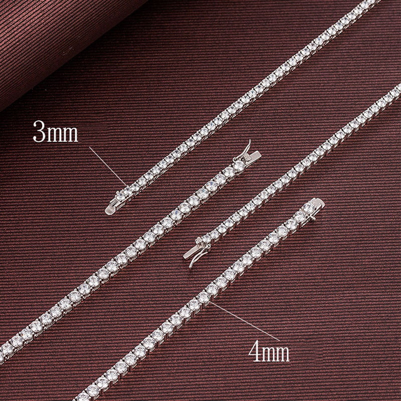 Thumbnail: KNOBSPIN 925 Sterling Silver Moissanite Tennis Necklace for Women Real 4mm Diamo