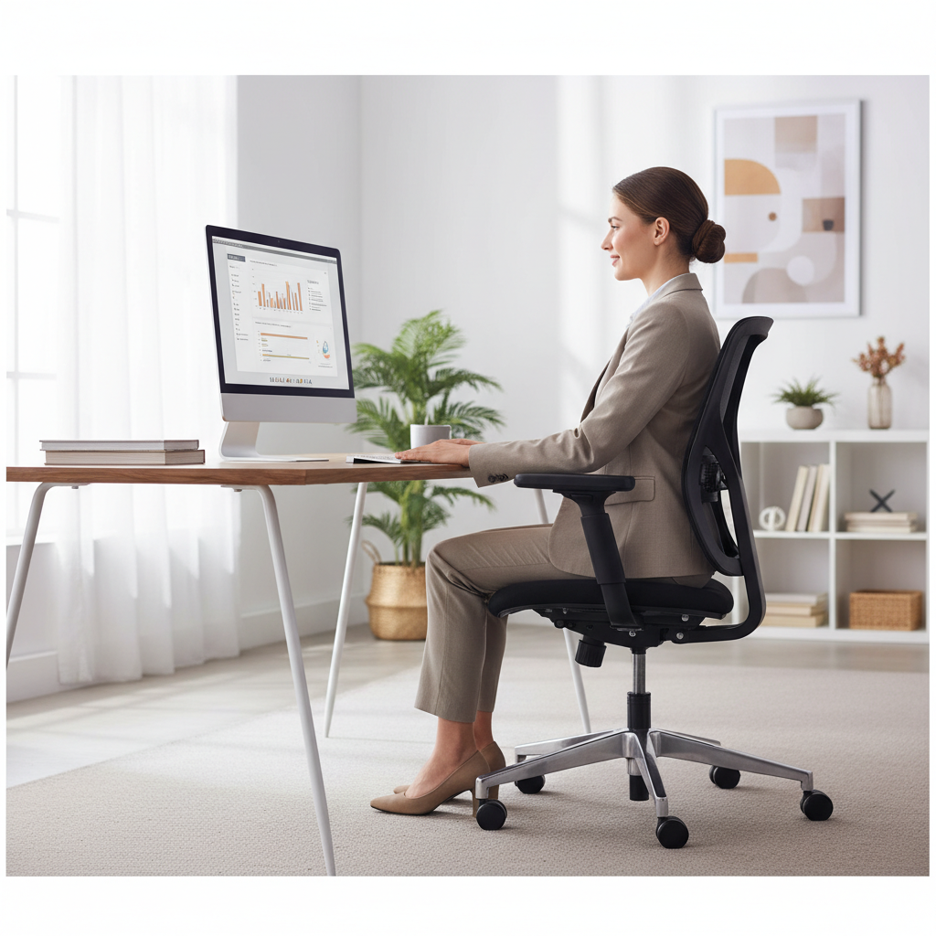 A photorealistic high quality photograph captures a professional diligently working at their desk Th