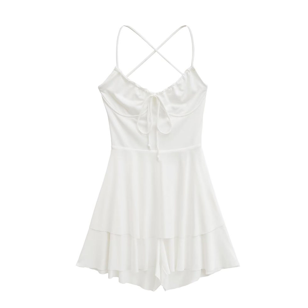 Thumbnail: Satin backless strap camisole ruffle edge A-list dress ﻿