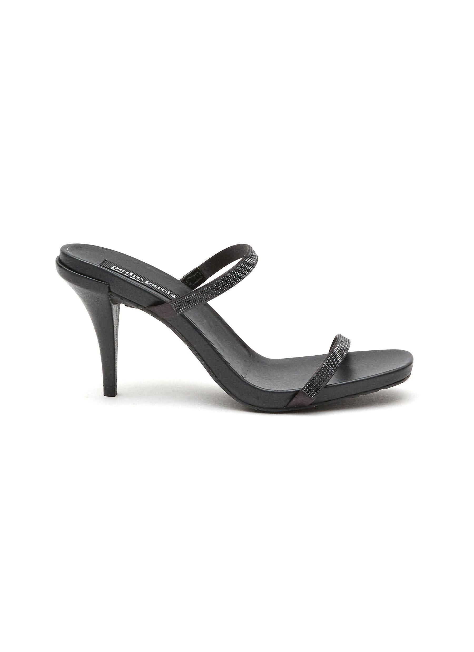 ‘NELSY’ DOUBLE CRYSTAL BAND SATIN SANDALS