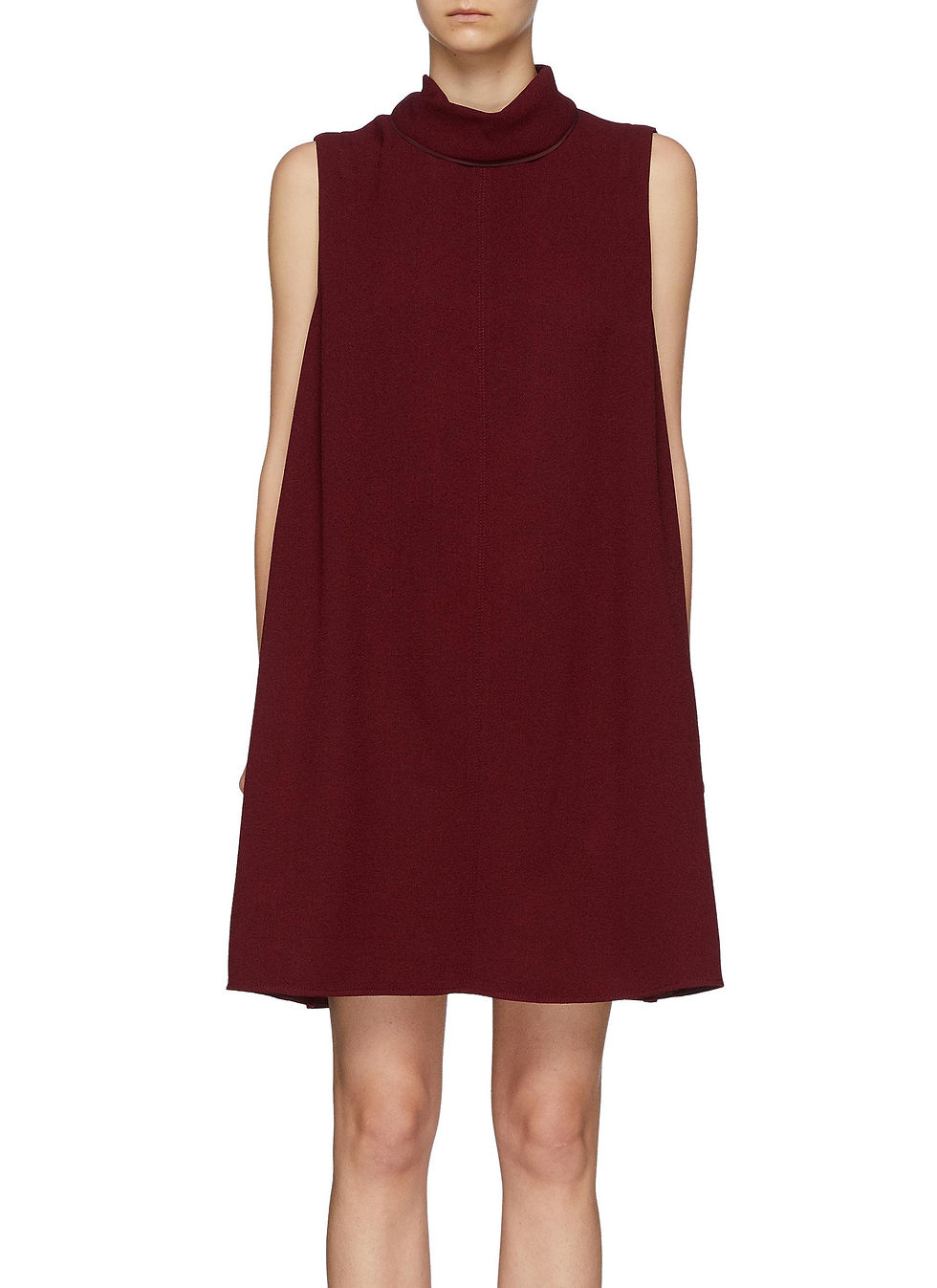 SLEEVELESS TIE NECK MINI SHIFT DRESS