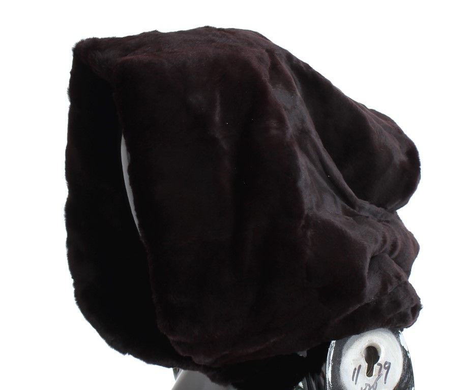 Thumbnail: Exclusive Purple Weasel Fur Hooded Scarf