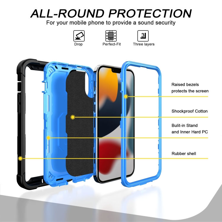 Thumbnail: PC + Rubber 3-layers Shockproof Protective Case with Rotating Holder