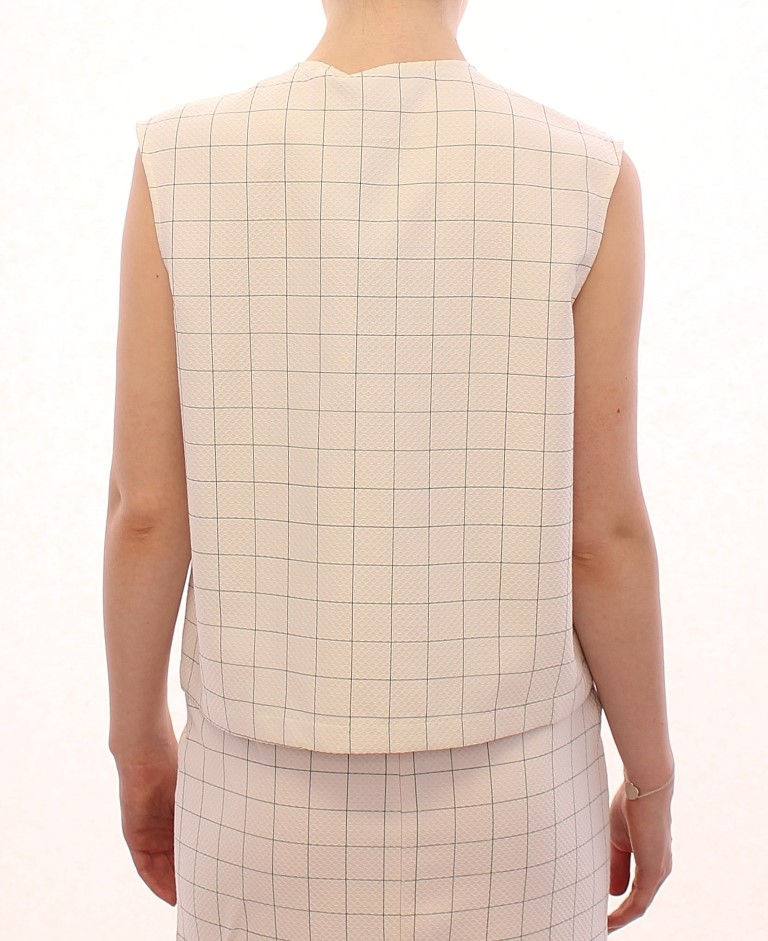 Thumbnail: Chic White Sleeveless Cotton Shirt Top