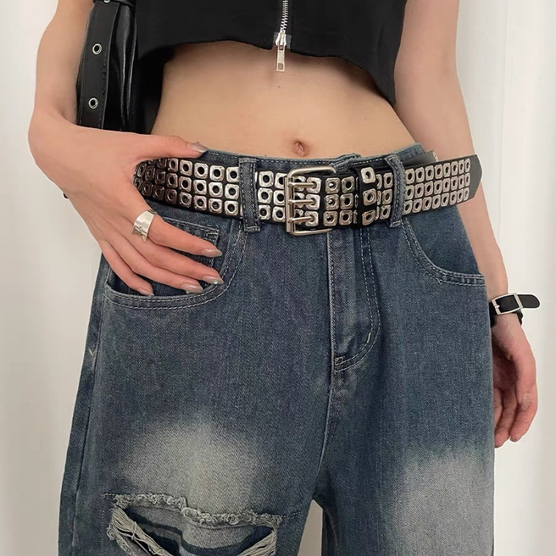 Women Belt Square Beads, Willow Nails, Three Exhaust Eyes, Punk Street