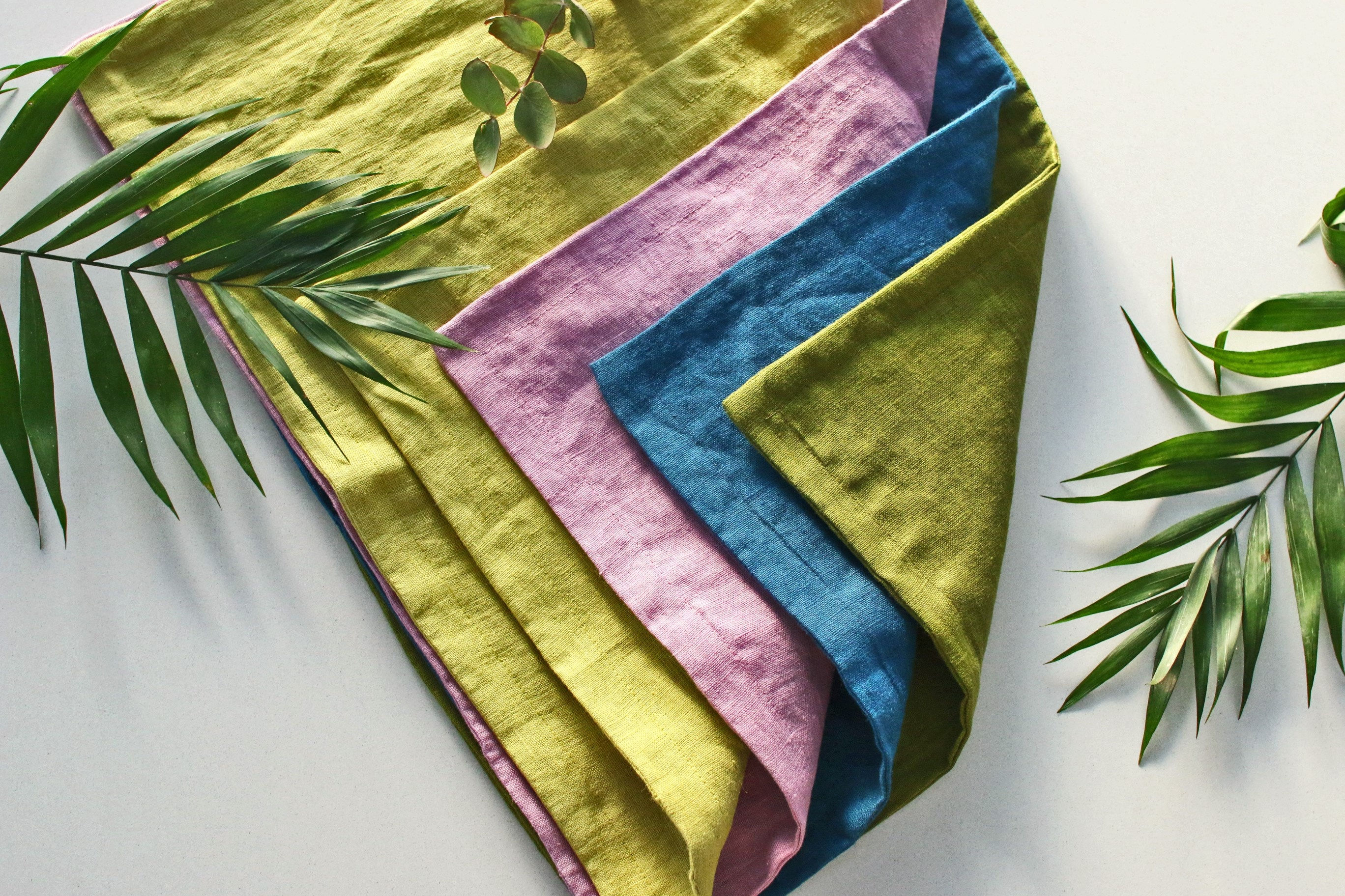 SET OF 2,4,6,8,10 Linen Double layer placemats. Natural stonewashed linen placem