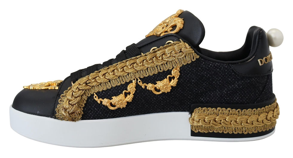Thumbnail: Elegant Portofino Leather Sneakers in Black (DE)