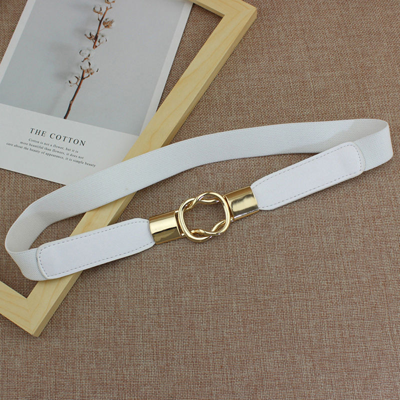 Elastic Belts Women Dress Belt Thin Female Waist With Metal Buckle