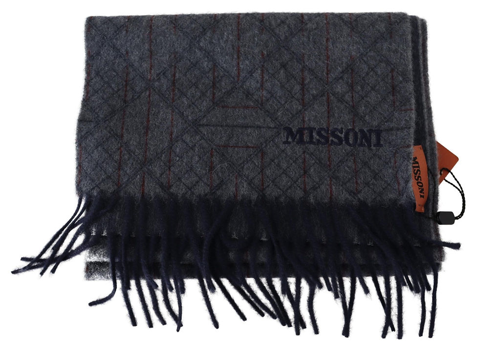 Thumbnail: Elegant Cashmere Patterned Scarf with Logo Embroidery
