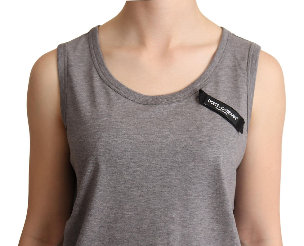 Thumbnail: Elegant Gray Cotton Jersey Sleeveless Tank