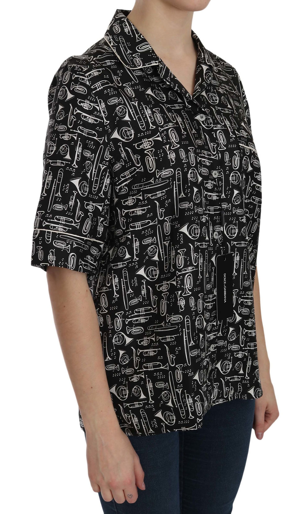 Thumbnail: Musical Instrument Silk Collared Top
