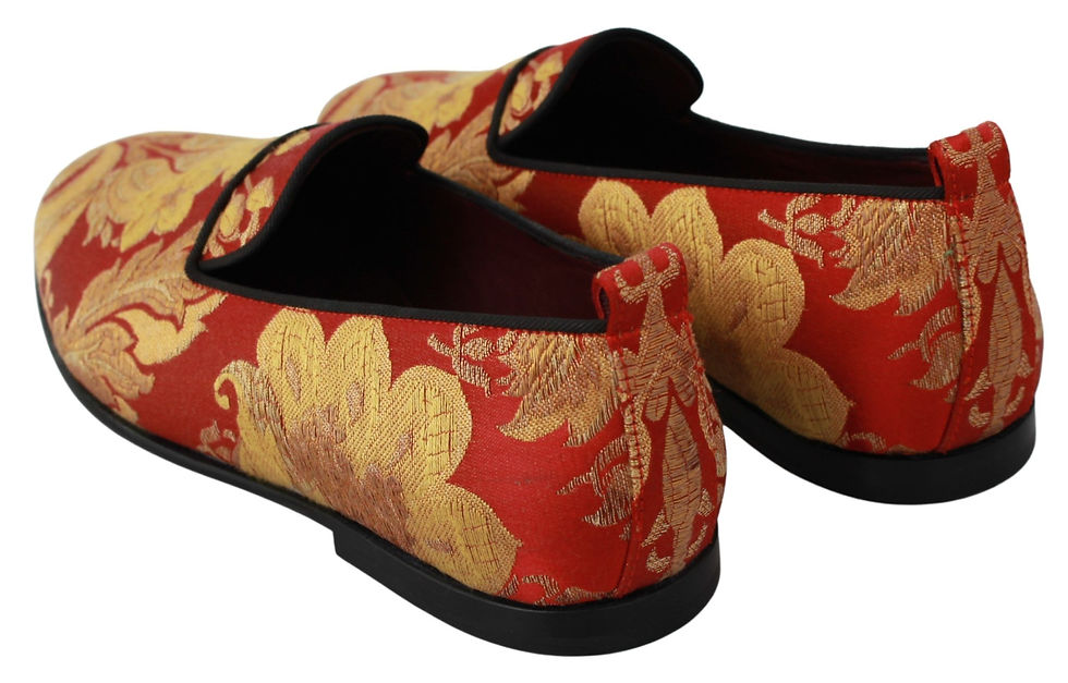 Thumbnail: Rose Gold Brocade Loafers Slide Flats