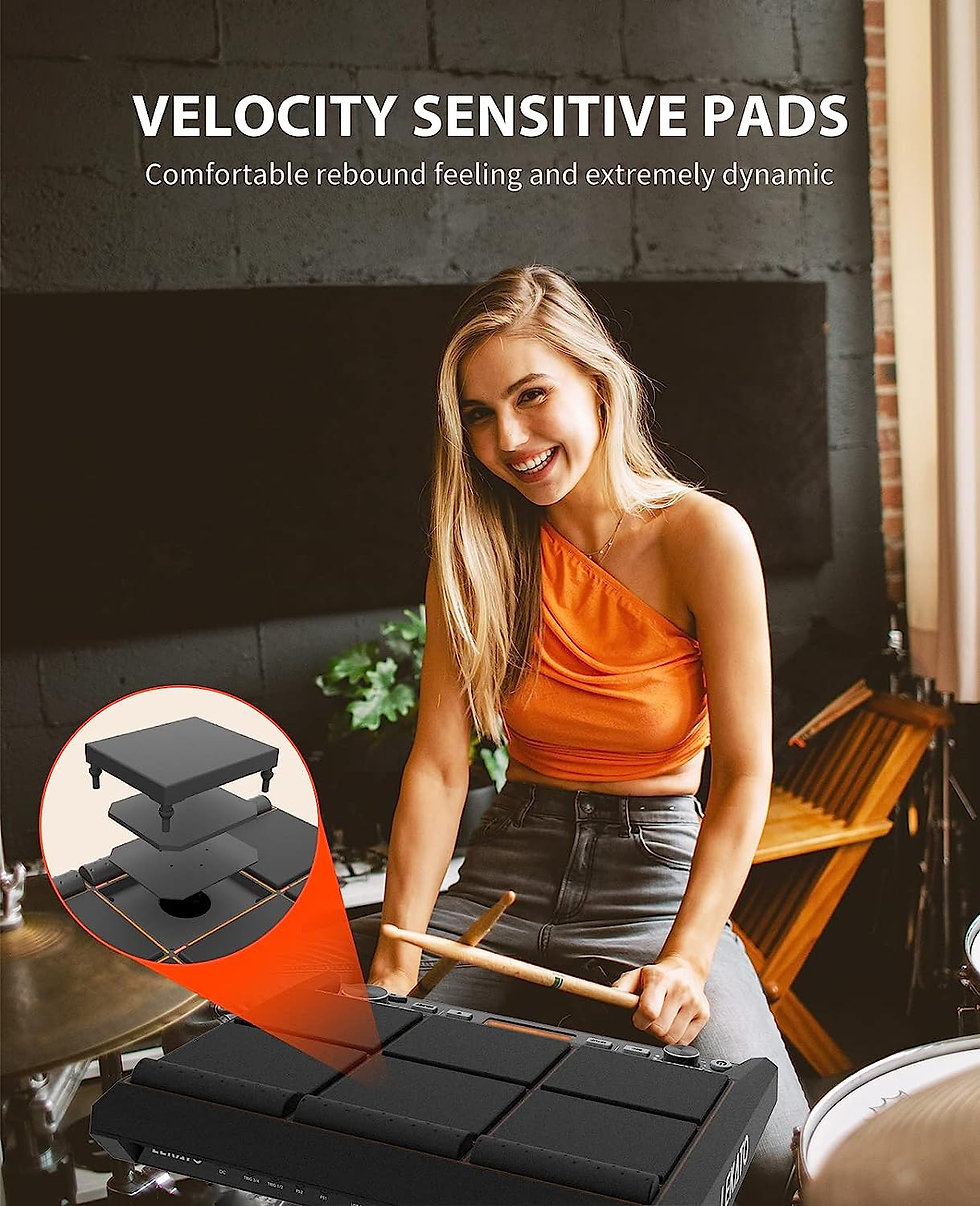 Thumbnail: Percussion Sample Pad, Electric Drum Pad with 9 Velocity-Sensitive Drum Pad, 600