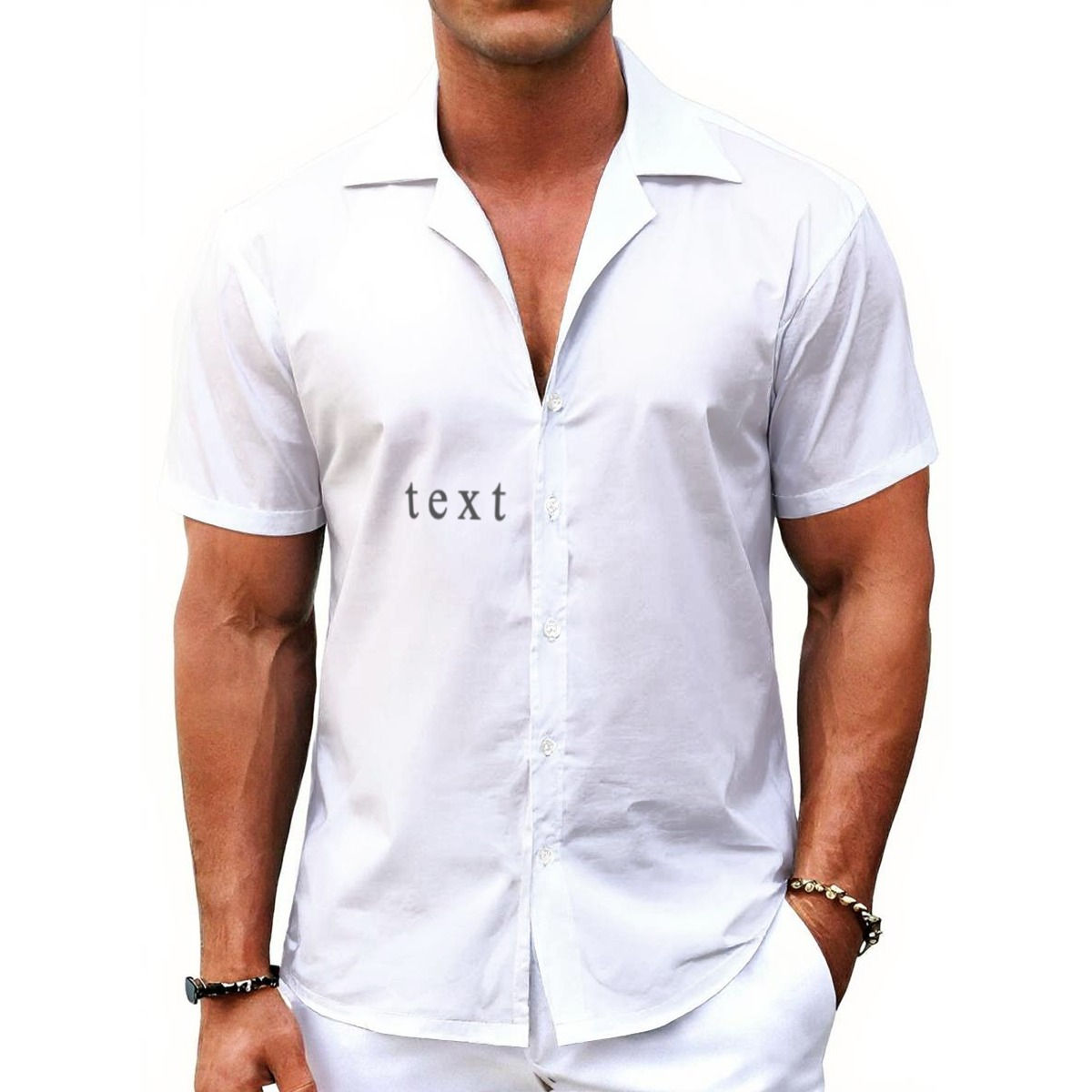 All-Over Print Men's Hawaiian Shirt With Button Closure