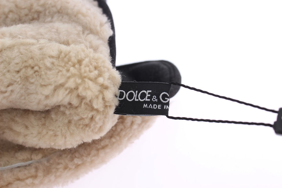 Thumbnail: Elegant Studded Gray Wool Shearling Gloves