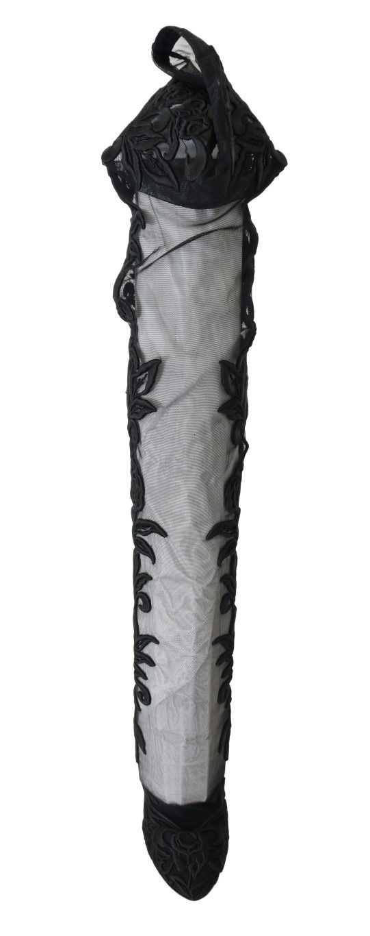 Thumbnail: Embroidered Floral Over-Knee Boots