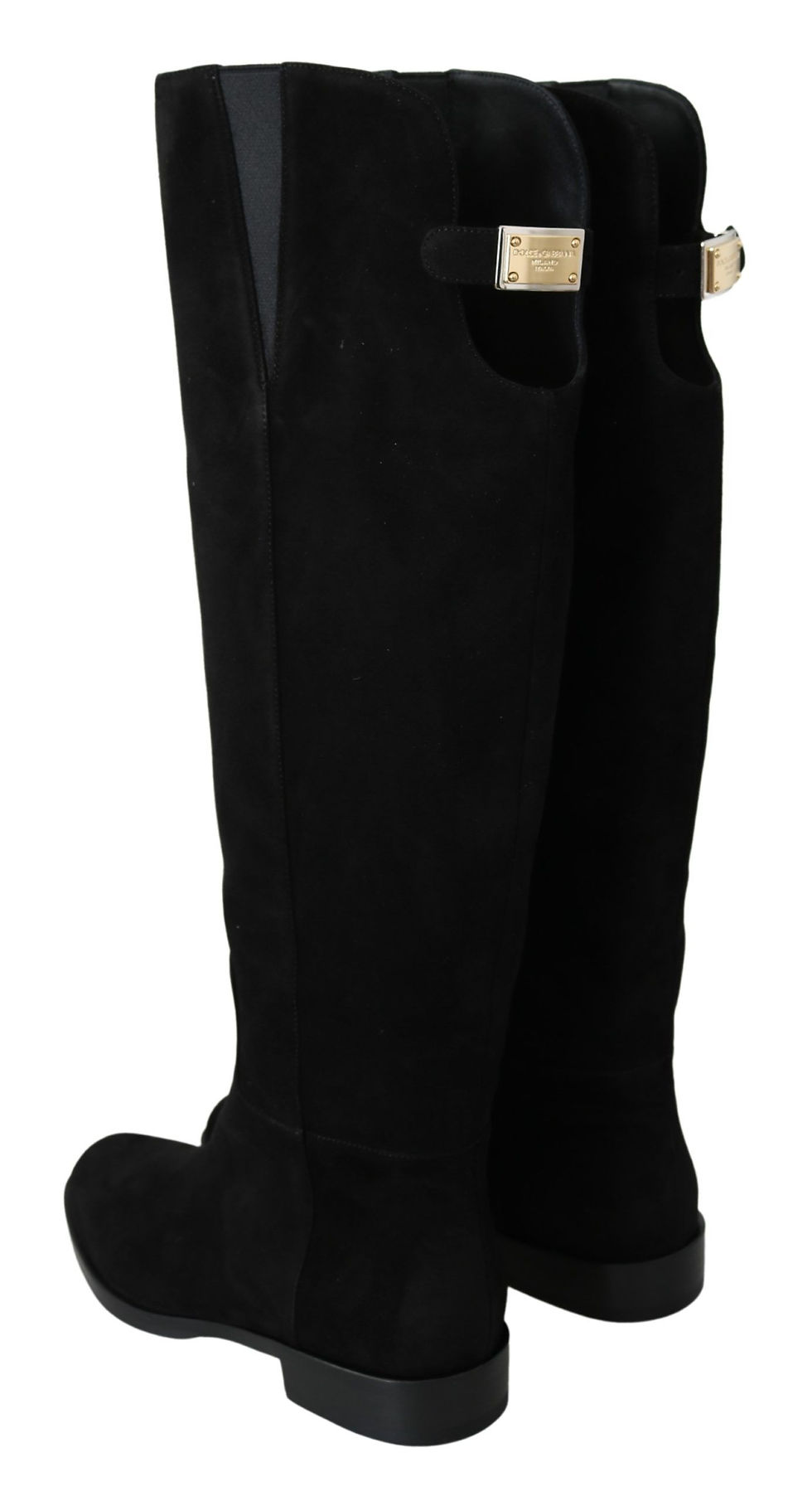 Thumbnail: Elegant Black Suede Knee High Boots